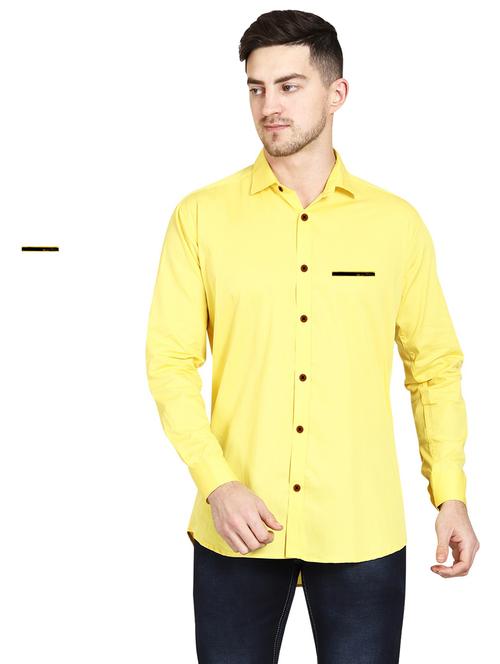 yellow cotton casual shirt - 20128891 - Very Small Image - 1