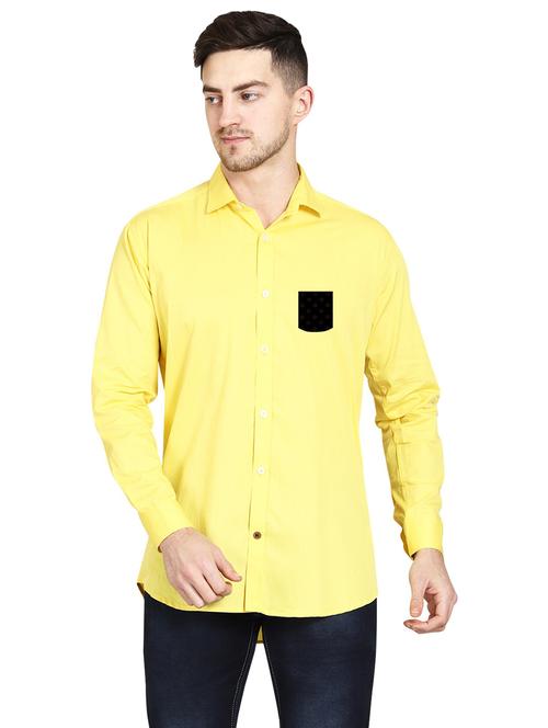 yellow cotton casual shirt - 20128914 - Very Small Image - 1