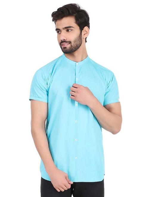 turquoise cotton casual shirt - 20128930 - Very Small Image - 1
