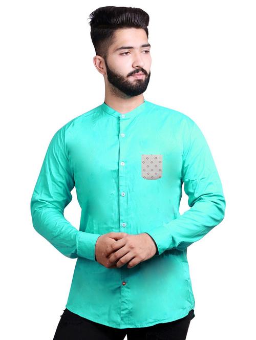 turquoise cotton casual shirt - 20128945 - Very Small Image - 1