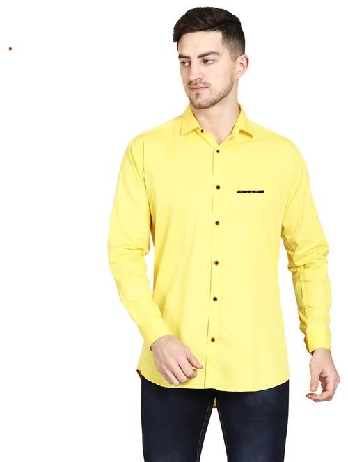 yellow cotton casual shirt - 20128950 - Very Small Image - 1