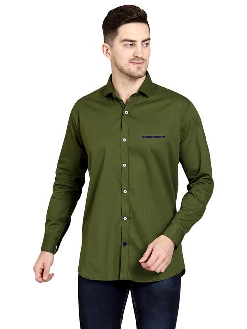 green cotton casual shirt - 20129013 - Very Small Image - 1