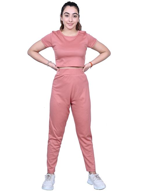pink solid active wear co-ord set - 20129314 - Very Small Image - 1
