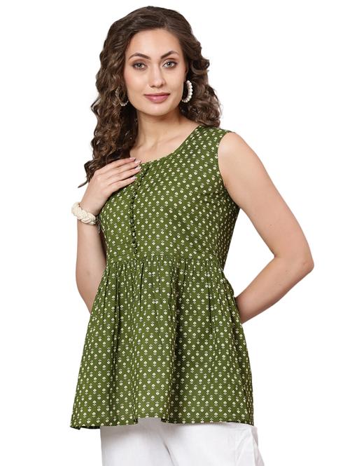 green printed a-line kurti - 20129351 - Very Small Image - 1