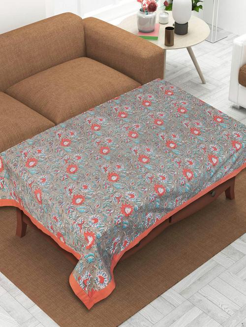 texstylers cotton floral print 40 x 60 inches 4 seater rectangular center table cloth - 20129440 - Very Small Image - 1