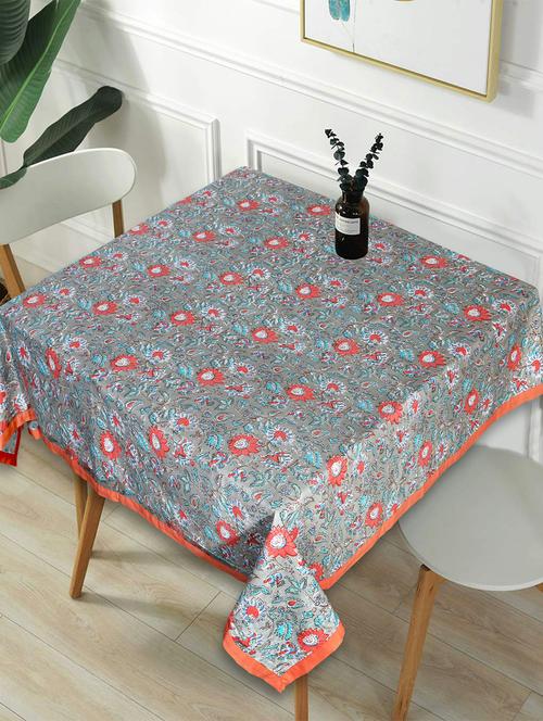 texstylers cotton floral print 60 x 60 inches 4 seater square dining table cloth - 20129466 - Very Small Image - 1