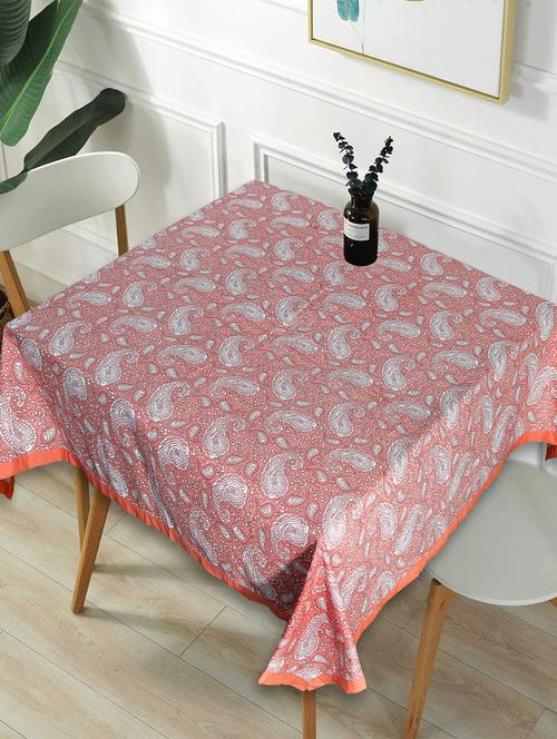 texstylers cotton floral print 60 x 60 inches 4 seater square dining table cloth - 20129469 - Very Small Image - 1