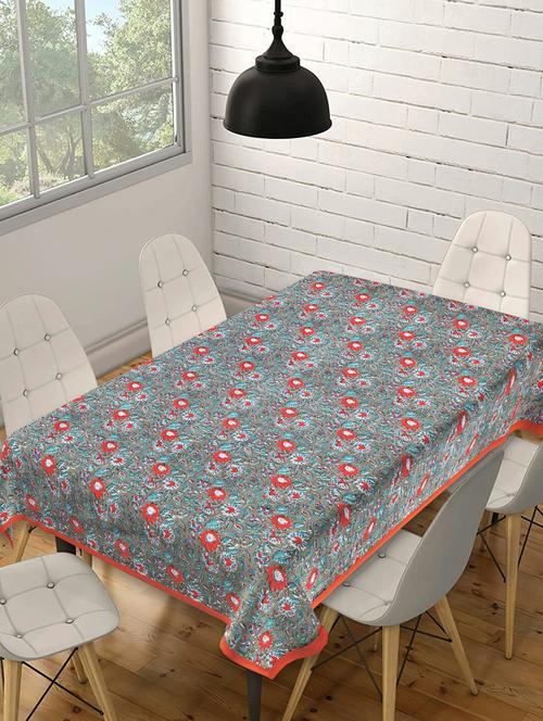 texstylers cotton floral print 60 x 90 inches 6 seater rectangular dining table cloth - 20129479 - Very Small Image - 1