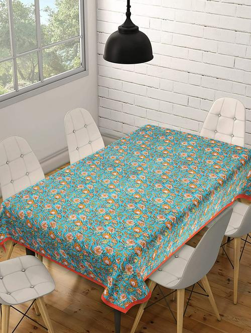texstylers cotton floral print 54 x 78 inches 6 seater rectangular dining table cloth - 20129491 - Very Small Image - 1