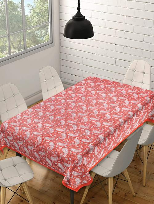 texstylers cotton floral print 60 x 108 inches 8 seater rectangular dining table cloth - 20129508 - Very Small Image - 1
