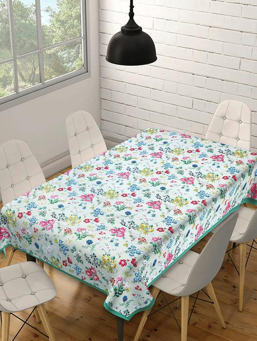 texstylers cotton floral print 60 x 108 inches 8 seater rectangular dining table cloth - 20129514 - Very Small Image - 1
