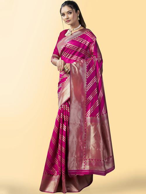 pink banarasi saree with blouse - 20129678 - Very Small Image - 1