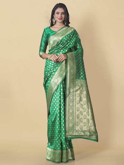 green art silk banarasi saree - 20129687 - Very Small Image - 1