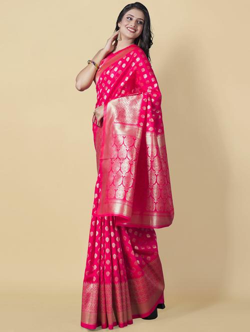 pink art silk banarasi saree - 20129702 - Very Small Image - 1