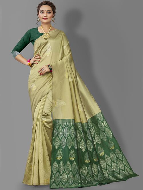 green banarasi saree with blouse - 20129734 - Very Small Image - 1