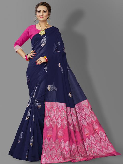 navy blue banarasi saree - 20129739 - Very Small Image - 1