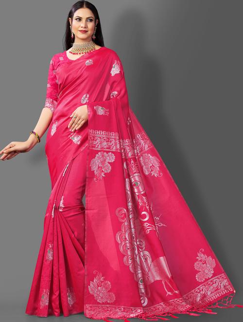 pink art silk banarasi saree - 20129744 - Very Small Image - 1
