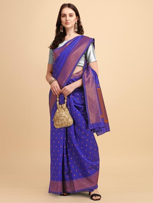 blue banarasi saree with blouse - 20129830 - Very Small Image - 1