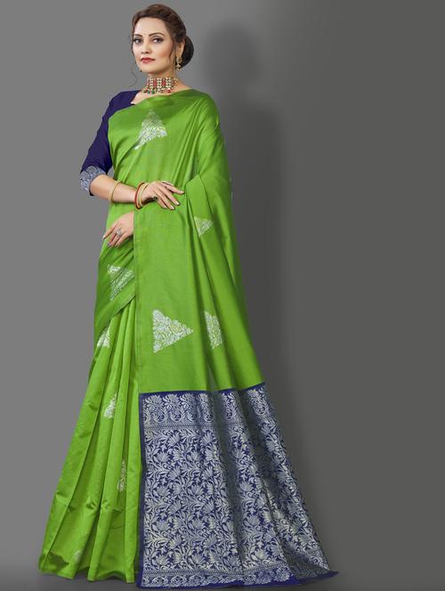 green art silk banarasi saree - 20129887 - Very Small Image - 1
