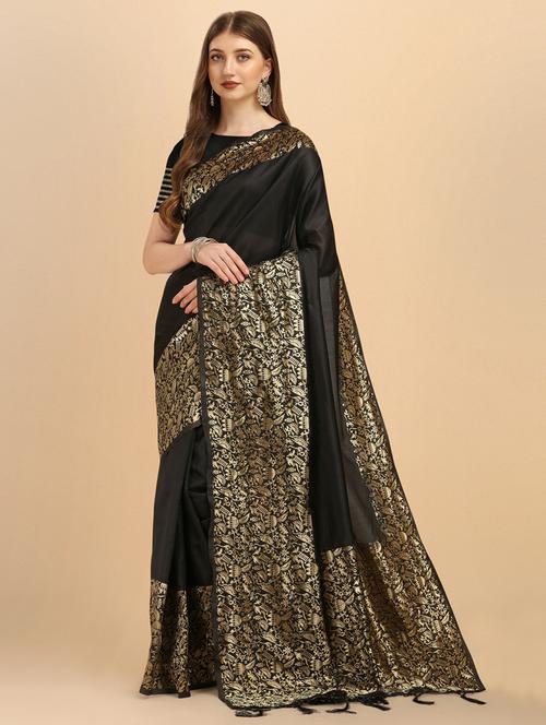 black art silk banarasi saree - 20129930 - Very Small Image - 1