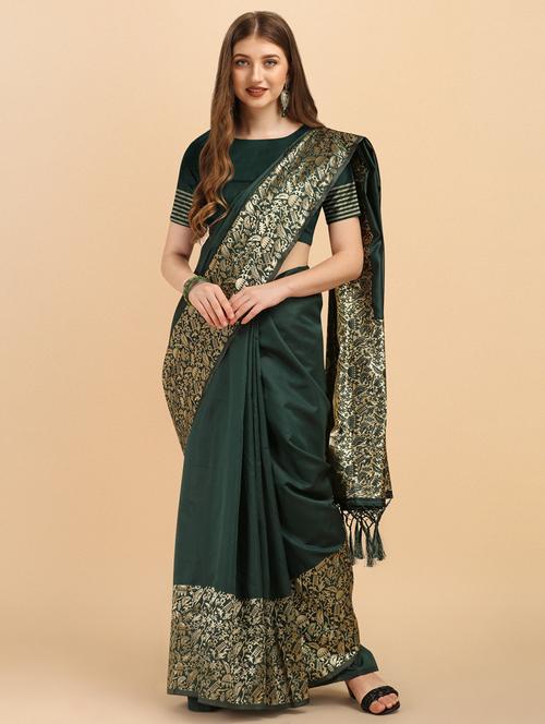 green art silk banarasi saree - 20129932 - Very Small Image - 1