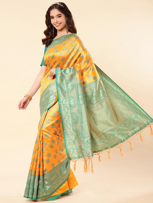 self design banarasi saree with blouse - 20130090 - Very Small Image - 1