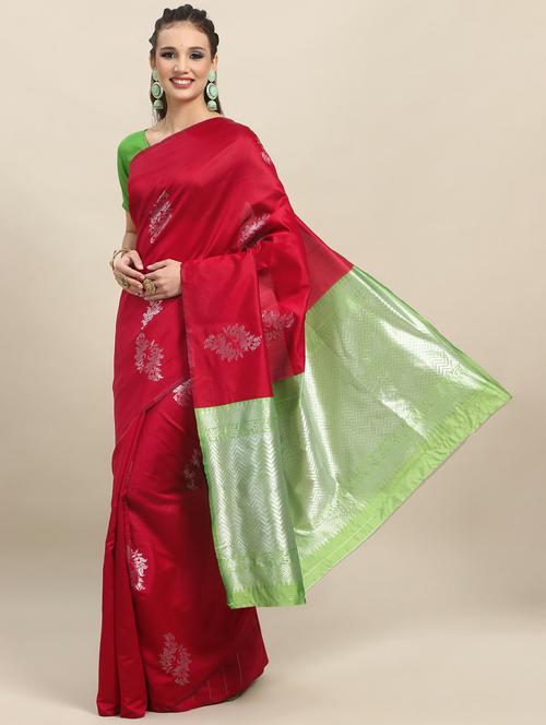 red art silk banarasi saree with blouse - 20130113 - Very Small Image - 1