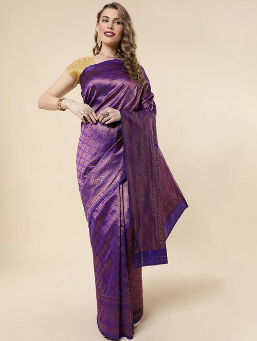 blue art silk banarasi saree with blouse - 20130120 - Very Small Image - 1