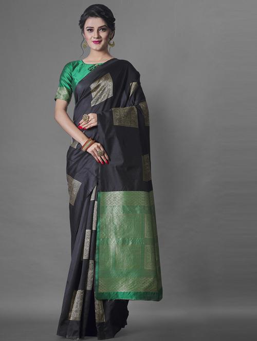 black kanjivaram saree with blouse - 20130188 - Very Small Image - 1