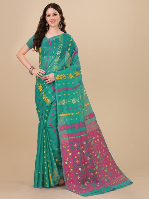 sea green jamdani saree with blouse - 20130302 - Very Small Image - 1