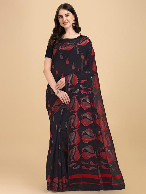 black art silk jamdani saree - 20130328 - Very Small Image - 1
