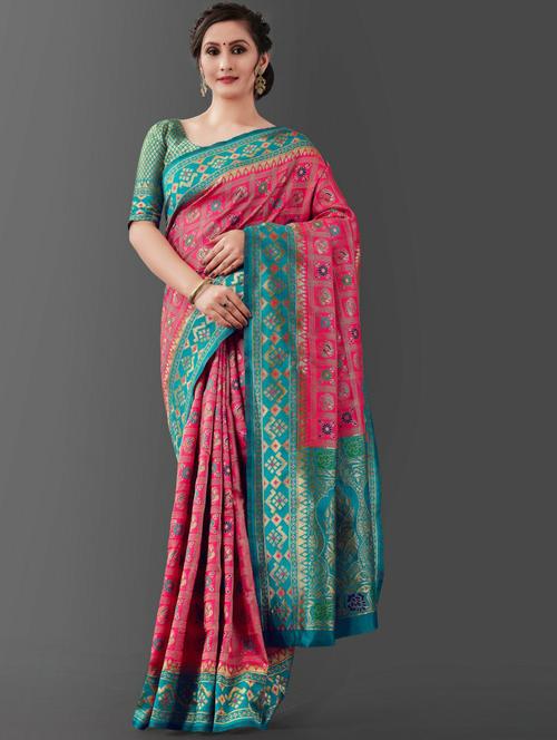 pink art silk kanjivaram saree with blouse - 20130356 - Very Small Image - 1