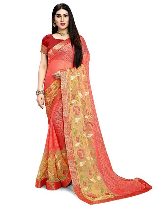 women's self design red colored saree - 20130529 - Very Small Image - 1