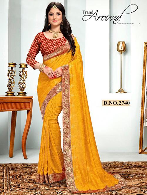 women's bordered yellow colored saree - 20130535 - Very Small Image - 1
