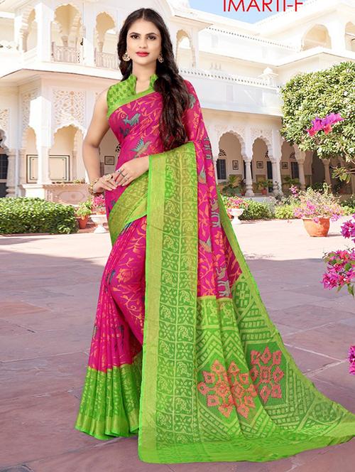 women's solid with work pink colored saree - 20130663 - Very Small Image - 1