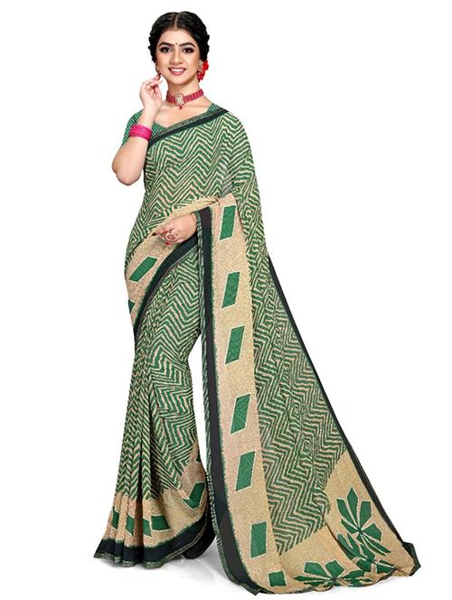 women's printed green colored saree - 20130682 - Very Small Image - 1