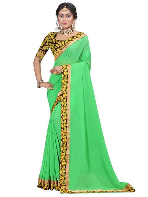 women's bordered green colored saree - 20130708 - Very Small Image - 1