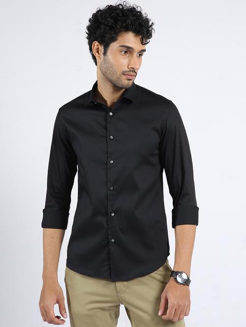 black cotton casual shirt - 20130795 - Very Small Image - 1