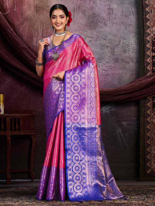pink art silk kanjivaram saree with blouse - 20131294 - Very Small Image - 1