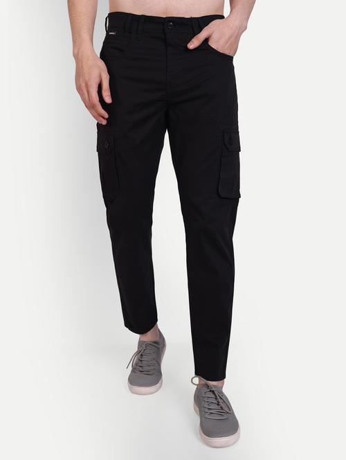 men solids cargos casual trouser - 20131419 - Very Small Image - 1