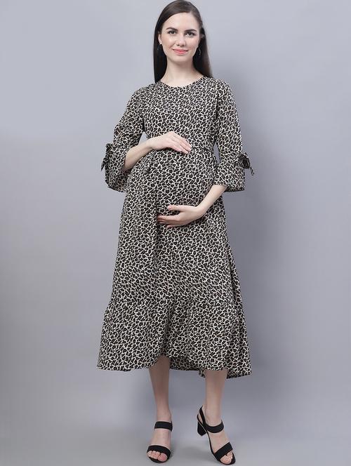 beige animal printed maternity wear - 20132289 - Very Small Image - 1