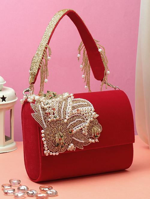 red solid fold over clutch - 20132351 - Very Small Image - 1