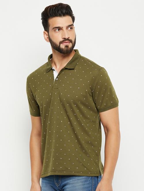 olive printed short sleeves regular fit polo t-shirt - 20132817 - Very Small Image - 1