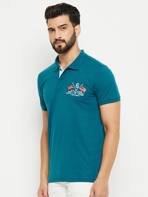 teal solid short sleeves regular fit polo t-shirt - 20132830 - Very Small Image - 1