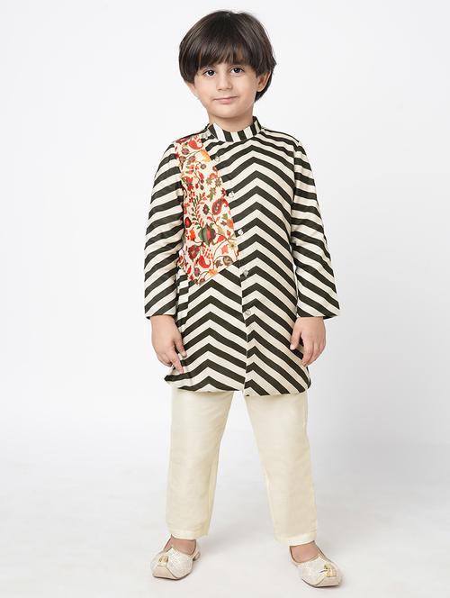 boys black printed kurta sets - 20133106 - Very Small Image - 1
