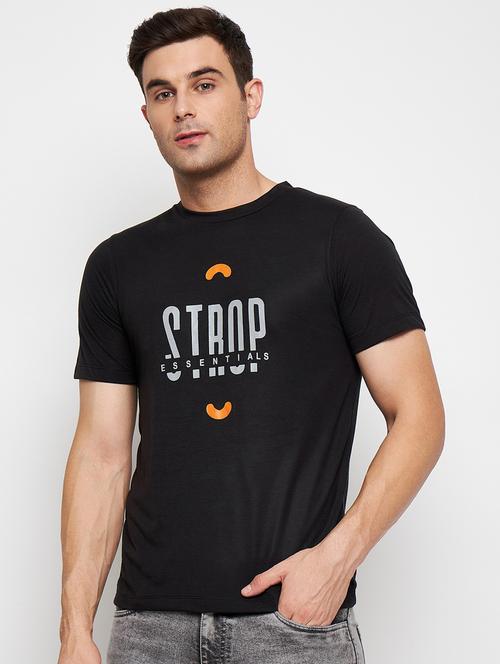 black printed round neck t-shirt - 20133161 - Very Small Image - 1