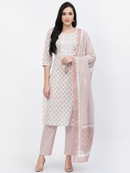 brown three quarter sleeve kurta pant set - 20133230 - Very Small Image - 1