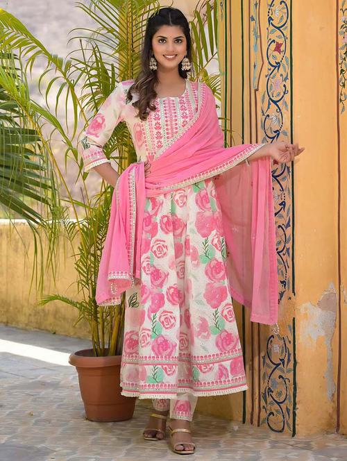 printed three quarter sleeve suit set - 20133277 - Very Small Image - 1