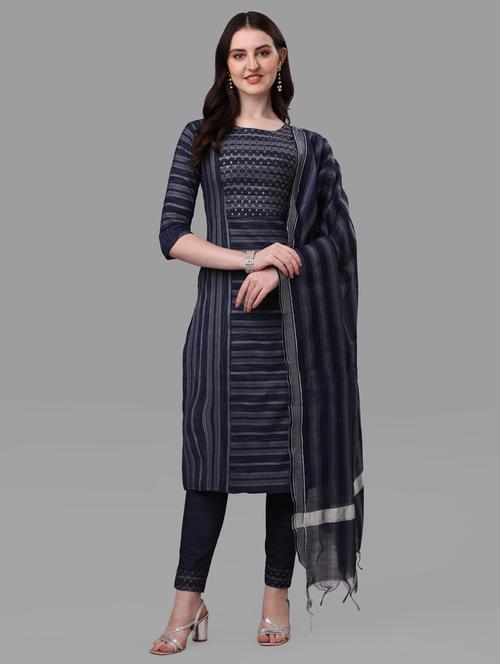 round neck kurta pant set with dupatta - 20133347 - Very Small Image - 1