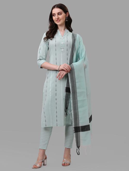 mandarin neck kurta pant set with dupatta - 20133355 - Very Small Image - 1